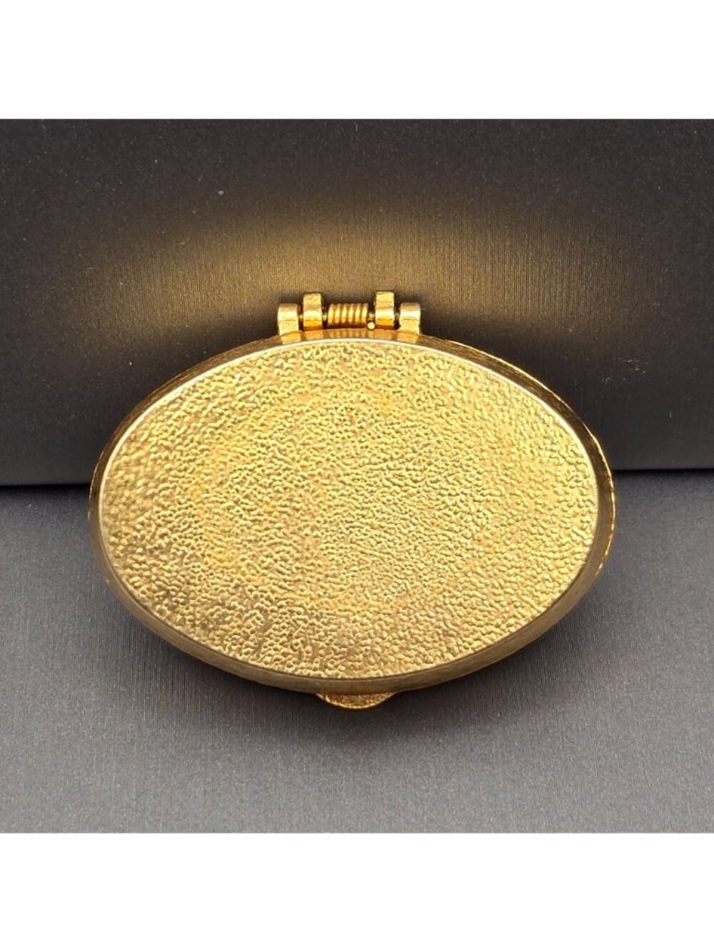 Vintage Helena Rubinstein Heaven Sent Trinket Box 1.75" Gold Blue Cabochon 1960s - Picture 2 of 8